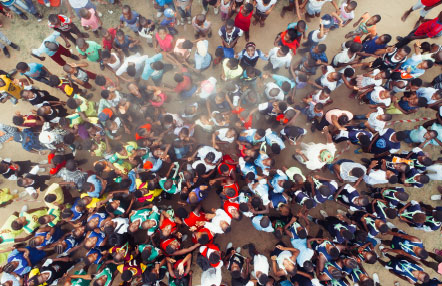 Crowd of People from the Sky